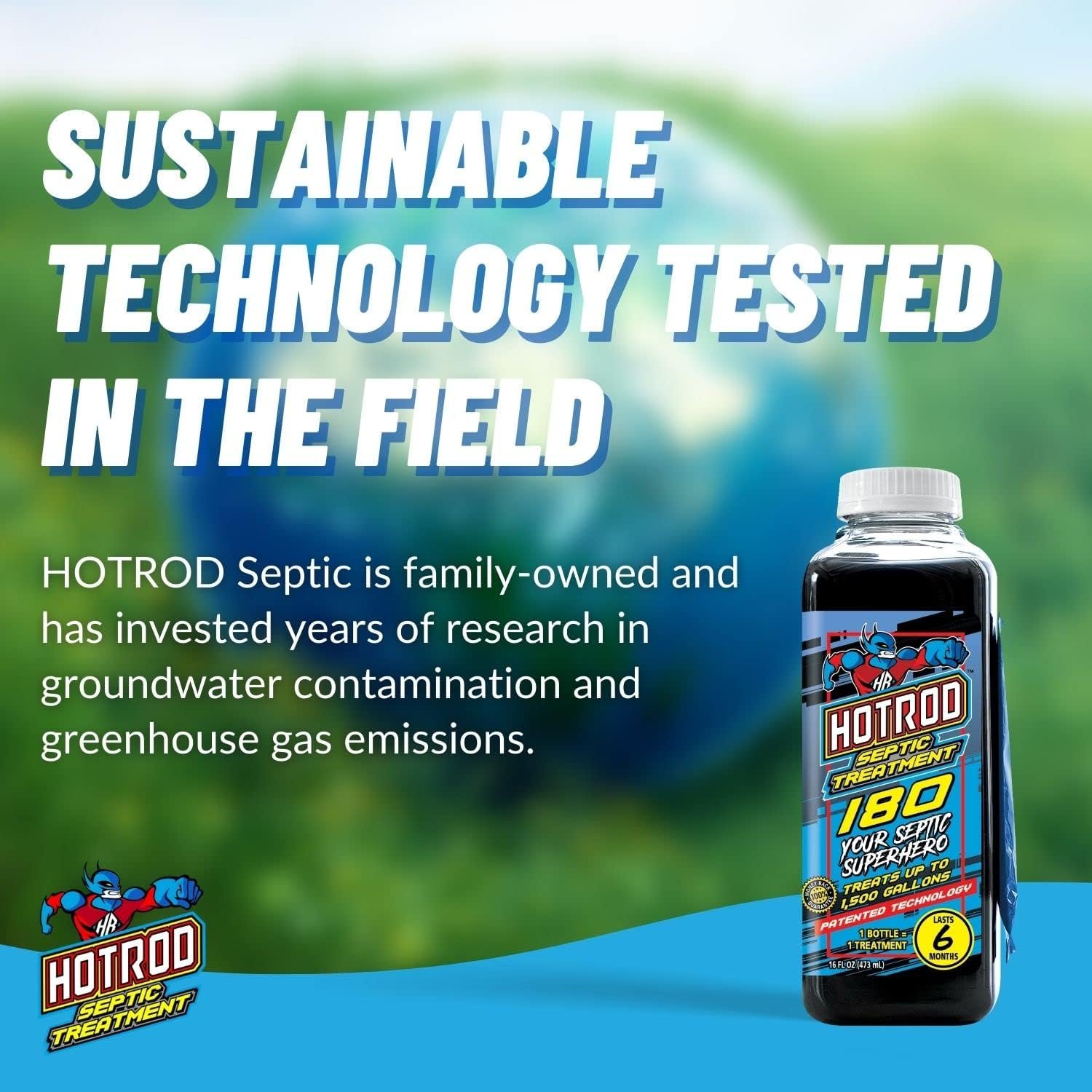 HOTROD Septic Tank Treatment - #1 RATED 6 Month Supply Extends Septic System Life and Prevents Costly Repairs - Industrial Grade - Easy to Use - Safe on Piping and Plumbing - 16oz Liquid