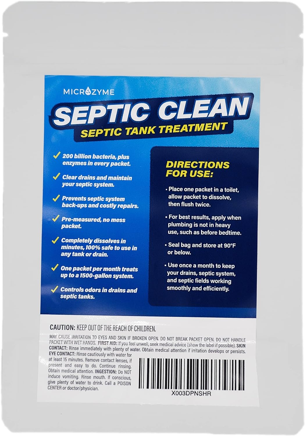 Microzyme SEPTIC CLEAN | Septic Tank Cleaner Treatment Packets with Bacteria | 6-month Supply of Water Soluble Packets for a Healthy Septic System