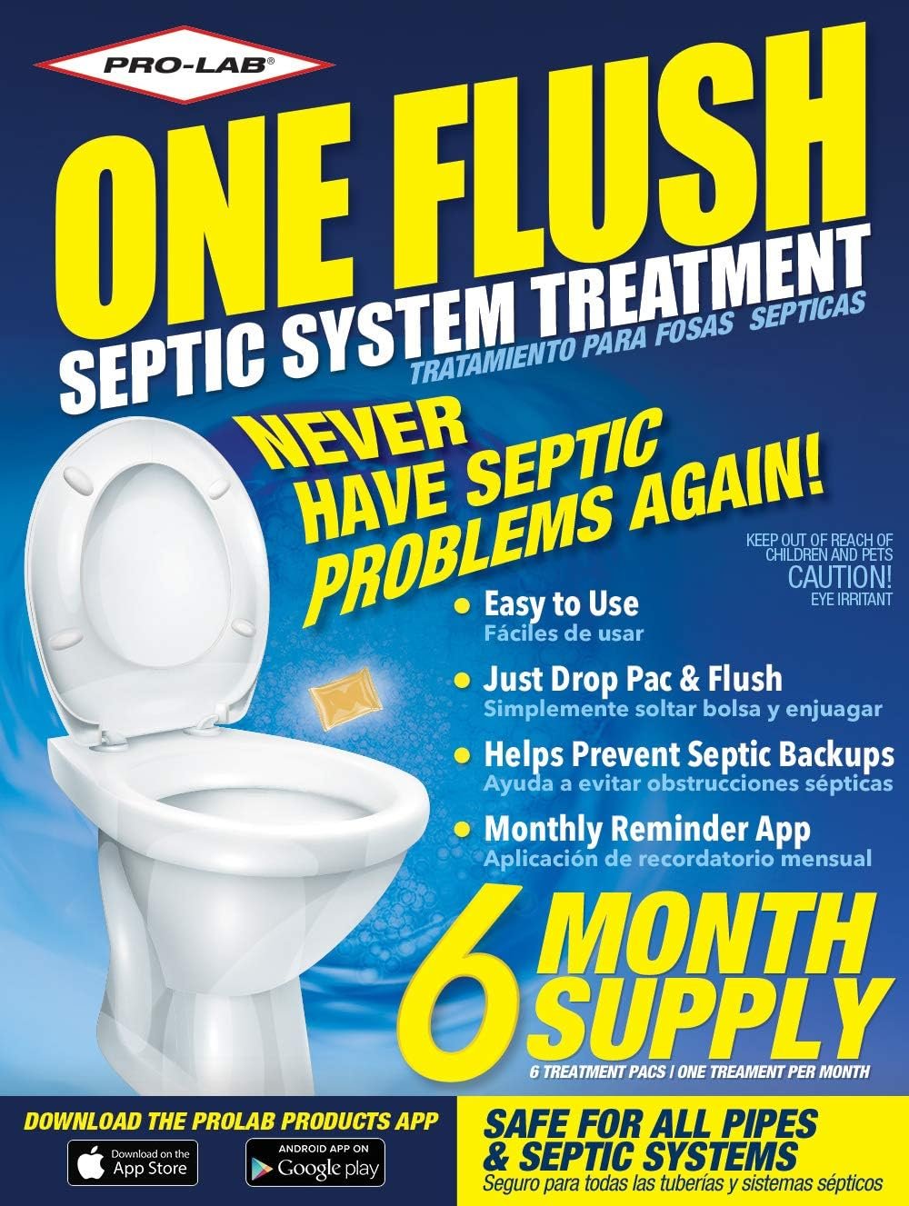 ONE FLUSH Month Supply of Septic Treatment, 6 Count