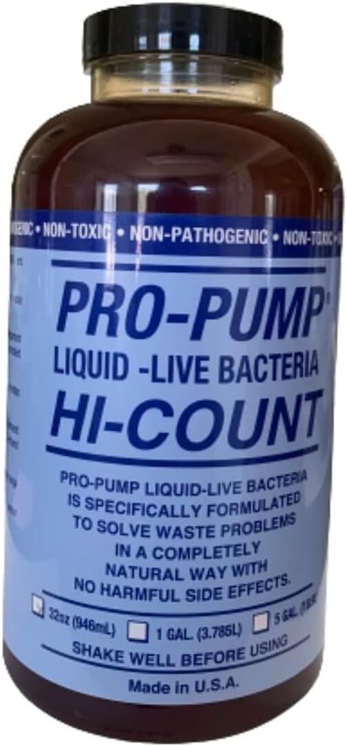 Pro-Pump Septic Saver Hi Count liquid live bacteria. Pro-Pump Septic Tank Treatment-for Any System Holding Tank or Leach Field (1 Quart)