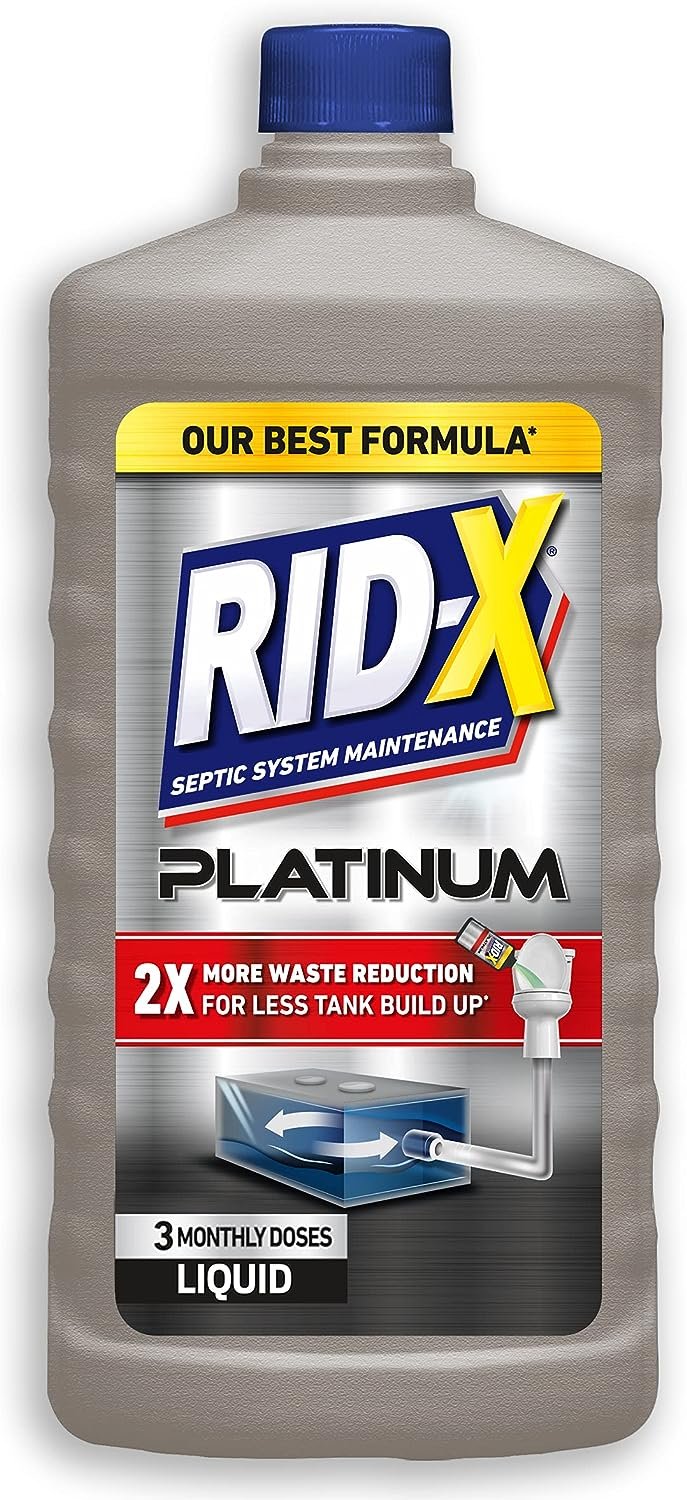 Rid-X Platinum Septic System Treatment, 3 Month Supply of Liquid, 24 Fl Oz