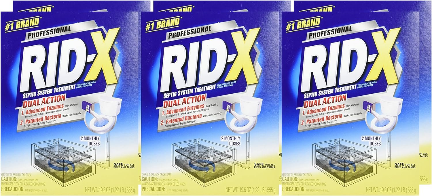 RID-X Professional Septic Treatment, 12 Month Supply Of Powder (6 Packs x 2 Month Supply), 117.6 oz