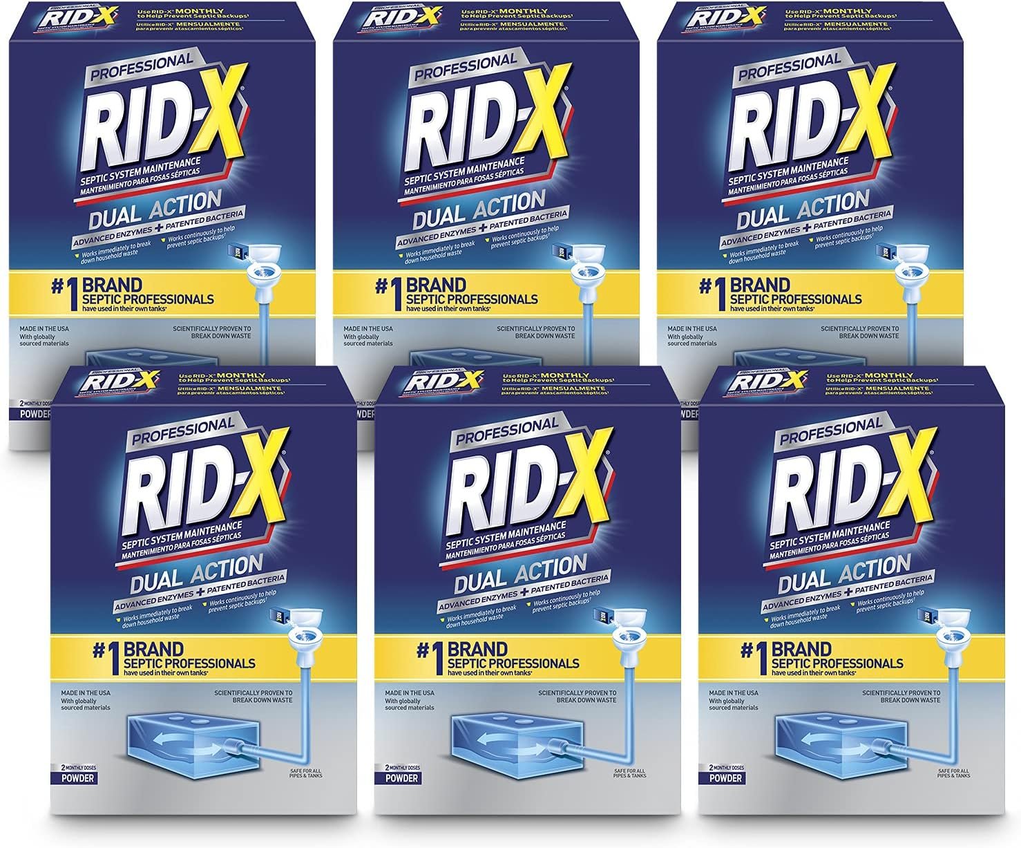 RID-X Professional Septic Treatment, 12 Month Supply Of Powder (6 Packs x 2 Month Supply), 117.6 oz