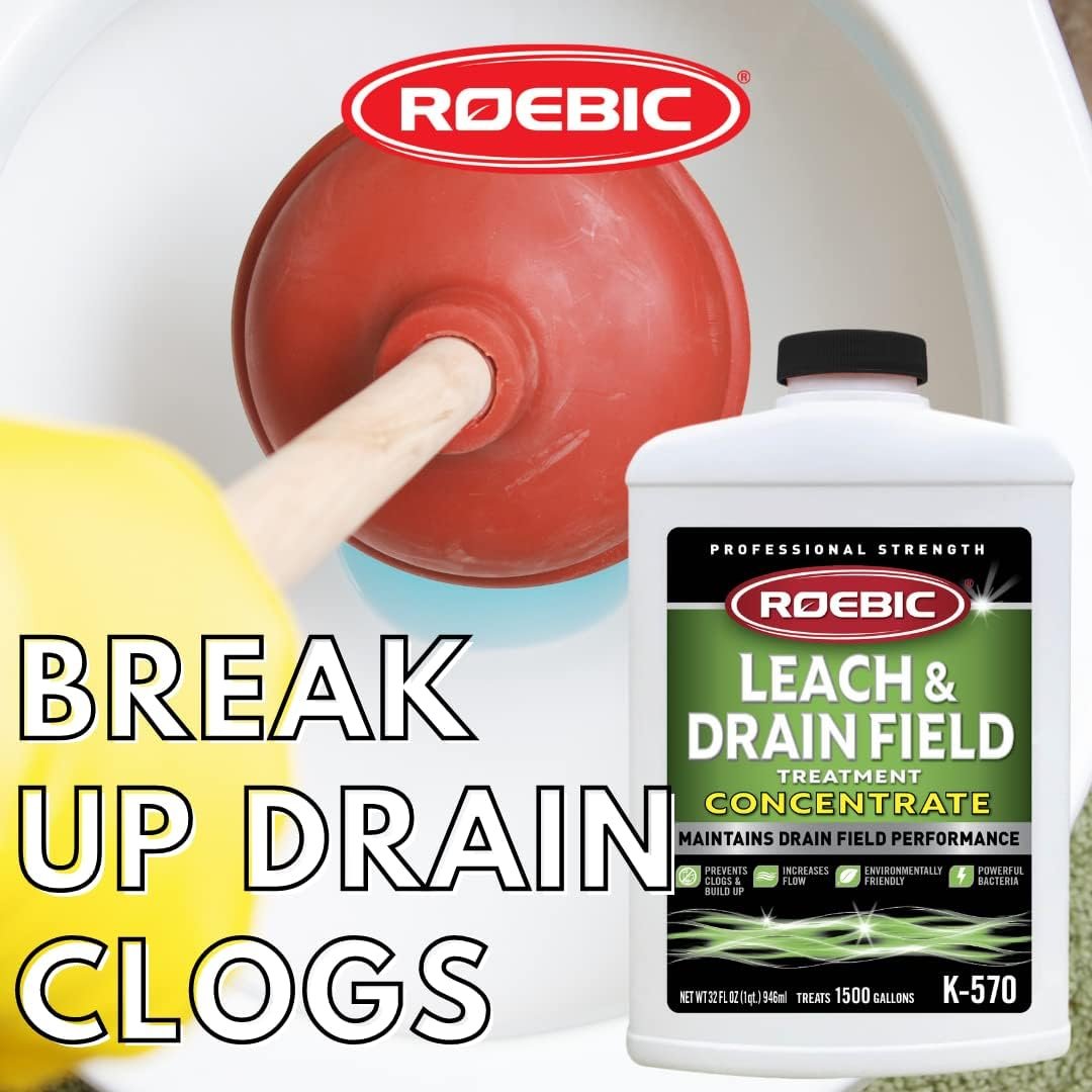 Roebic K-570-Q 32-Ounce Leach And Drain Field Opener Concentrate  K-57-Q Septic System Cleaner, 32 Ounces  K-97 Main Line Cleaner, Exclusive Bacteria Digests Paper, Fats, 32 Ounces