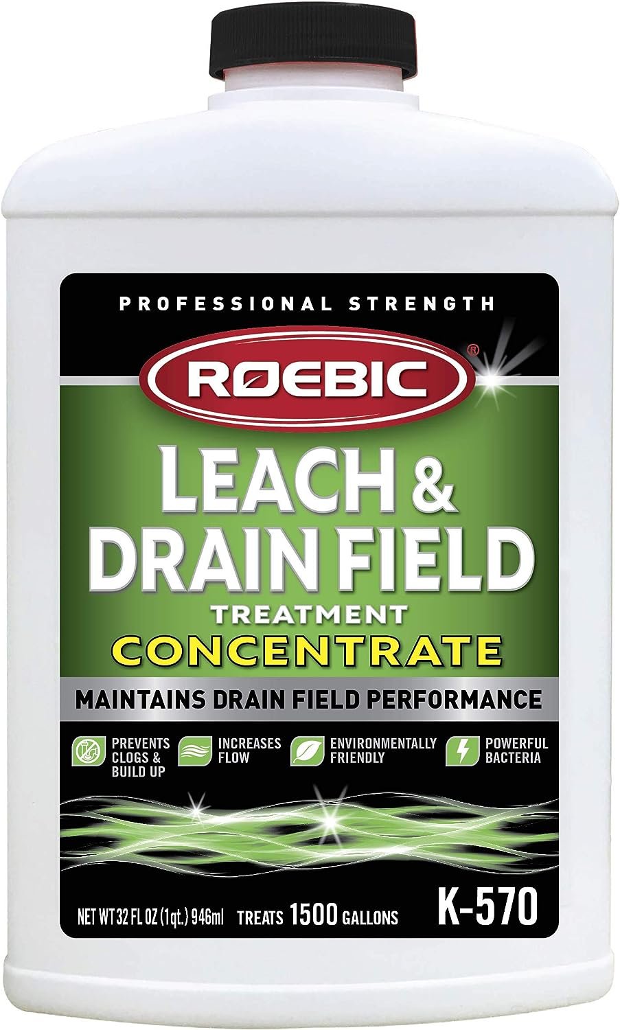 Roebic K-570-Q 32-Ounce Leach And Drain Field Opener Concentrate  K-57-Q Septic System Cleaner, 32 Ounces  K-97 Main Line Cleaner, Exclusive Bacteria Digests Paper, Fats, 32 Ounces