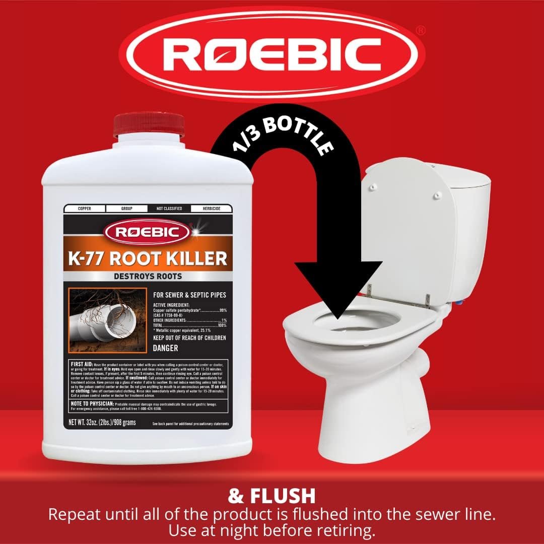 Roebic K-77 Root Killer for Sewer and Septic Systems, Clears Pipes and Stops New Growth, Safe for All Plumbing
