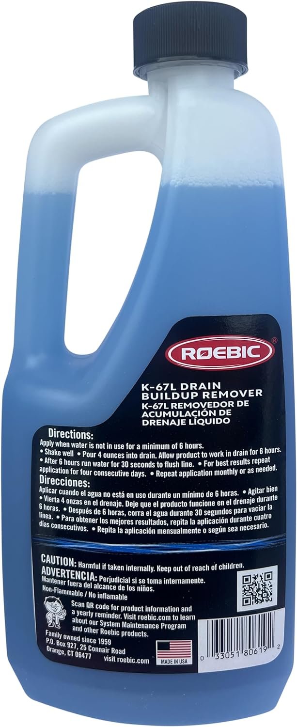 Roebic Liquid Drain Buildup Remover, Exclusive Bacteria Ends Slow Drains and Prevents Clogs, 32 Ounces (K-67L-Q)