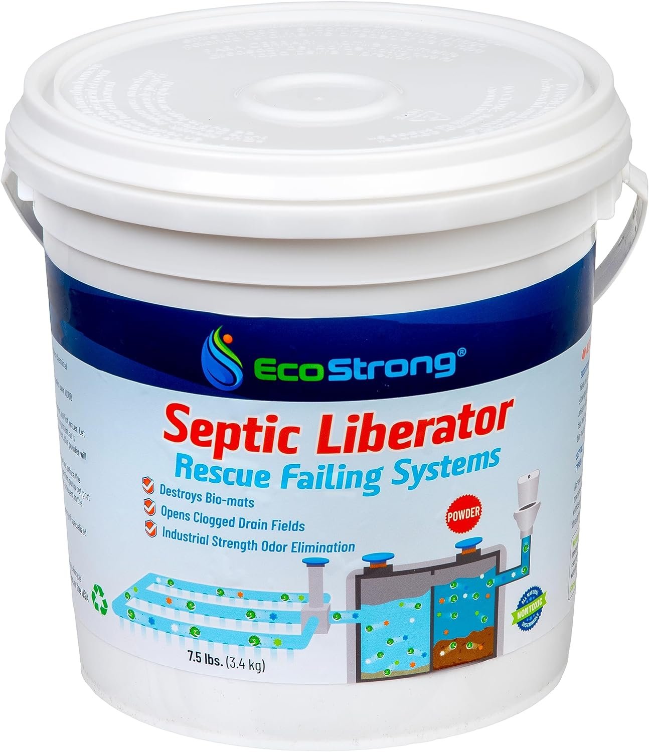 Septic Tank Shock Treatment | Bio Enzyme Septic Safe | Clears Leach  Drain Fields, Dissolves Organic Solids, Grease, Hair - Drain Deodorizer(7.5 LBS)