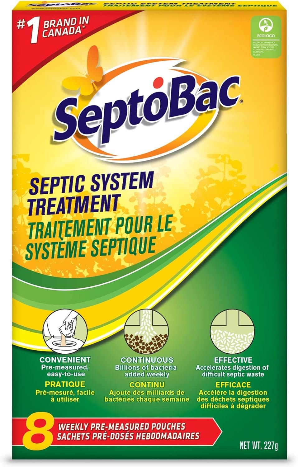 SeptoBac Septic Treatment System, Protects Your Septic Tank, Cleaner and Odor Eliminator, 1 Pack, 8 Use